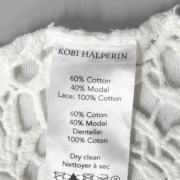 KOBI HALPERIN Open Front Cardigan Womens Small White Lace Crochet Wrap Draped - Picture 9 of 16